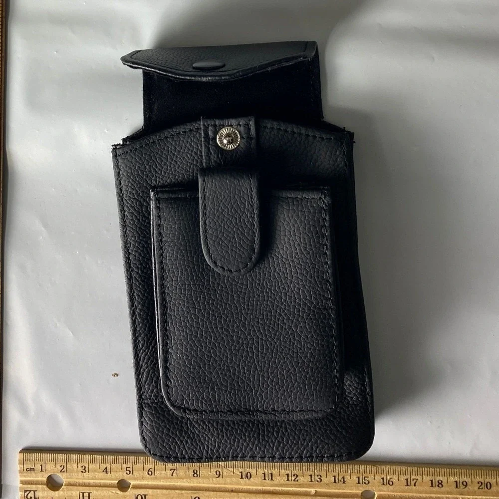 Black Faux Leather Phone Pouch Belt Clip Holster Case